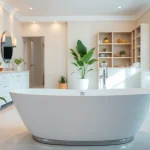 Revamp your space with this elegant bathroom remodeling service highlighting modern fixtures.