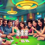 Menangkan Domino88 poker game dengan suasana kasino yang energik dan pemain antusias.