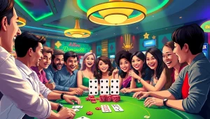 Menangkan Domino88 poker game dengan suasana kasino yang energik dan pemain antusias.