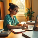 Learn how to format a nursing persuasive essay with an focused student writing at their desk.