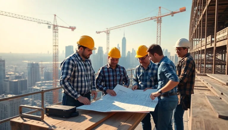 Construction team collaborating on a project, showcasing New York City General Contractor skills and teamwork.