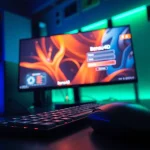 Login ke bensu4d login game dengan pengaturan gaming modern dan latar belakang LED berwarna.