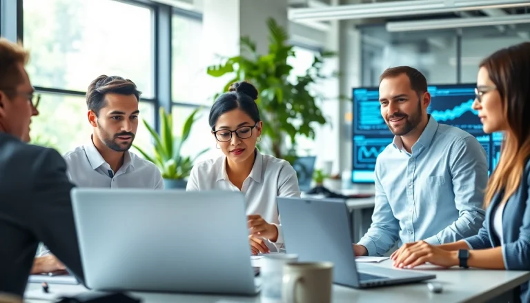 Showcasing a team working on Managed IT Services in a modern office environment