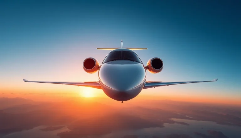 Flymarquis offers premium air travel solutions with a luxurious private jet in a scenic landscape