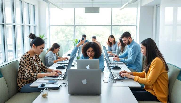 Enhance your typing skills at a professional typing center with modern tools and a vibrant atmosphere.