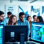 Offering managed IT services to a team collaborating in a modern business environment.
