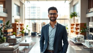 View a professional real estate advisor in a bright showroom at https://newdeveloperlaunch.sg.