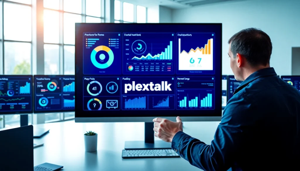 Showcasing plexatalk in a vibrant office setting, enhancing digital communication and collaboration.