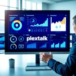 Showcasing plexatalk in a vibrant office setting, enhancing digital communication and collaboration.