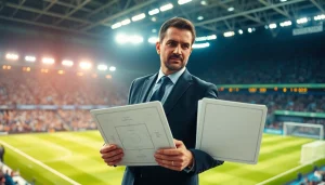 Nuno Espírito Santo analyzing game tactics in a stadium, showcasing his management style and expertise at https://diknews.co.uk/nuno-espirito-santo/.