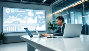 Engaged professional evaluating B2B mystery shopping insights in a modern workspace.