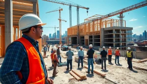 New York General Contractor managing a construction site with workers engaged in projects.