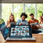 View of collaborative professionals using technology at https://mohamedmmblog.tech with laptops and tablets.