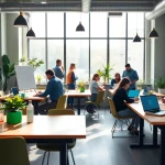 JBO collaborative workspace showcasing modern design and engaged users in a bright environment.