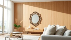 Stylish handcrafted mirror at https://merithome.co.uk enhancing a serene and elegant living space.
