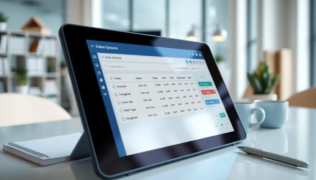Bestellen Sie die Order Entry System in einem modernen Büro mit digitalem Gerät.