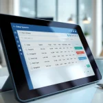 Bestellen Sie die Order Entry System in einem modernen Büro mit digitalem Gerät.