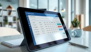 Bestellen Sie die Order Entry System in einem modernen Büro mit digitalem Gerät.