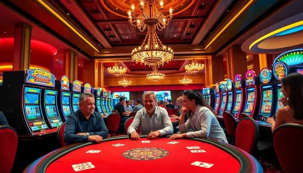 คาสิโน ที่มีผู้เล่นเดิมพันในบรรยากาศที่มีสีสันและน่าตื่นเต้น