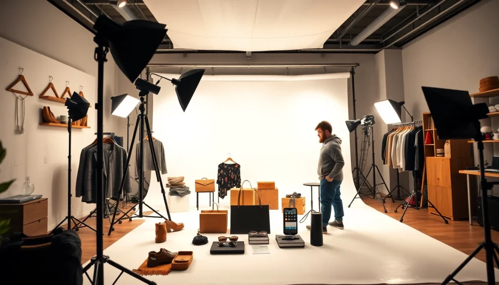 Professional e-commerce photography showcasing high-quality product images in a studio setting