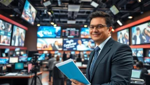 تغطية اخبار العرب من قبل صحفي محترف في غرفة أخبار نشطة.