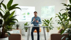 Capture insights on sustainability from https://www.unsustainablemagazine.com with a journalist surrounded by greenery.