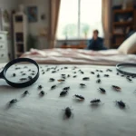 Addressing bed bug infestation with https://affordablebedbugexterminators.com tools in a staged bedroom.