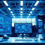 Explore futuristic technology in a professional workspace showcasing innovative tools and solutions.