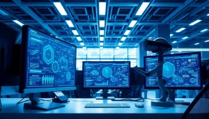 Explore futuristic technology in a professional workspace showcasing innovative tools and solutions.