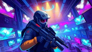 Jump into the action with the valorant download showcased in a vibrant eSports arena.