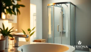 Aménagez votre salle de bain avec sirhona, une cabine de douche moderne et élégante.