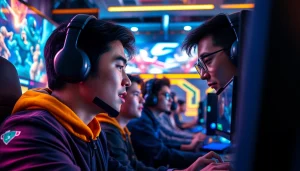 Masuk ke mawar500 login game dengan gamer terlibat dalam suasana kompetitif yang energik.