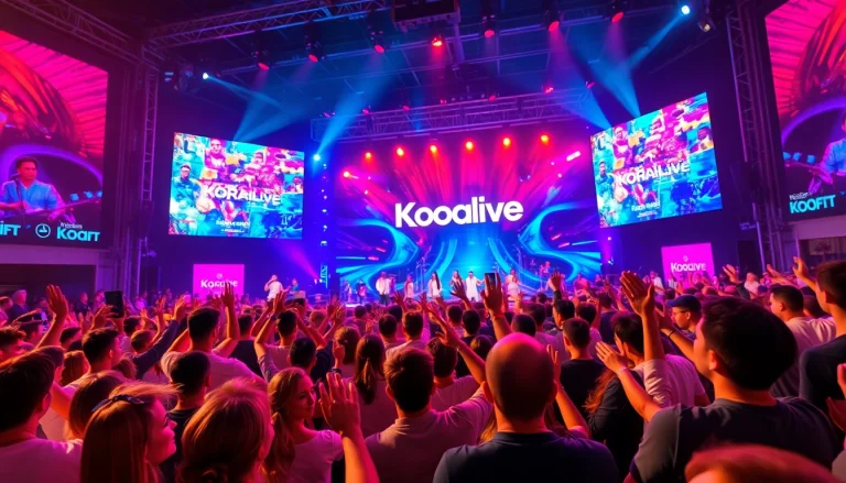 Kooralive live streaming event with an energetic audience and vibrant performers.