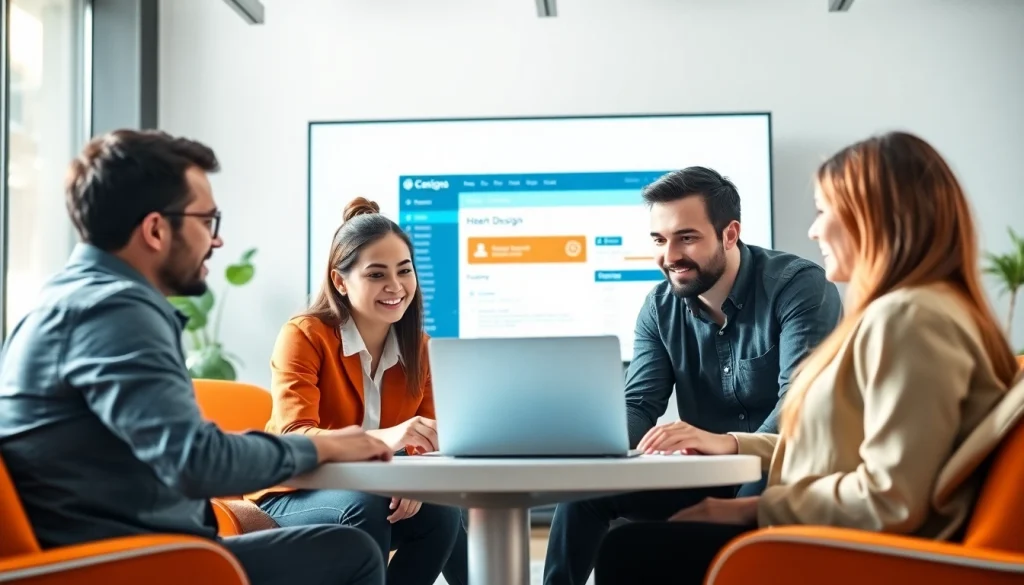 Engaged professionals providing top-notch wordpress services in a modern office setting.