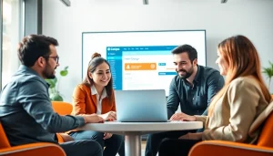 Engaged professionals providing top-notch wordpress services in a modern office setting.