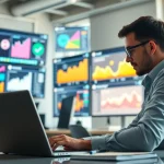 Analyzing website data and digital strategies at https://www.ound-ound.com in a modern office.