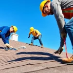 Fixing roof installations by Twin Shield Roofing on a residential building.