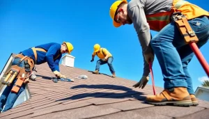 Fixing roof installations by Twin Shield Roofing on a residential building.