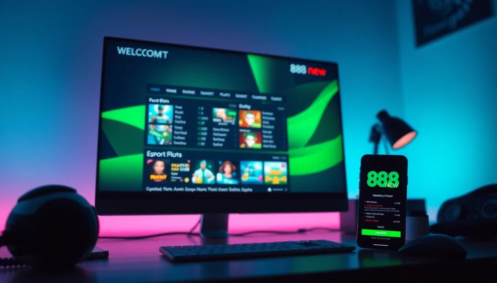 Interactive interface of 888 new online gambling platform highlighting games and security.