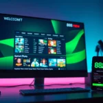 Interactive interface of 888 new online gambling platform highlighting games and security.