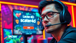 Mengakses scater4d login game dengan fokus dan semangat dari suasana gaming yang dinamis.