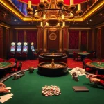 Experience the thrill of s88vip at an upscale casino, with poker chips, vibrant slots, and elite players.