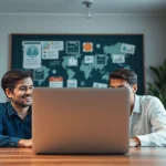 Aprender sobre marketing de afiliados para principiantes con laptops y gráficos.
