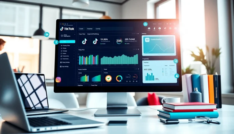 Engage with the TikTok SMM panel on a professional dashboard featuring vibrant analytics and metrics.
