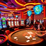 S8 casino inviting players to engage in thrilling games with vibrant slot machines and poker tables.