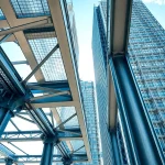 Visual representation of steel structure design showcasing modern architectural elements and connections.