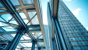 Visual representation of steel structure design showcasing modern architectural elements and connections.