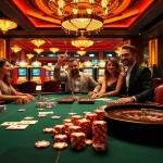 Exciting Go8 gaming scene inside a luxurious casino showcasing vibrant tables and players.