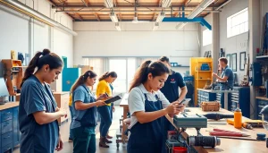 Students at trade schools oahu participating in hands-on training with modern equipment.