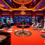 Experience the excitement at 54BET casino with players enjoying various games and vibrant slot machines.
